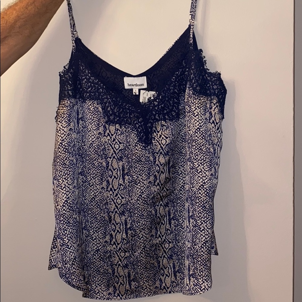Navy/white silk camisole snakeskin pattern